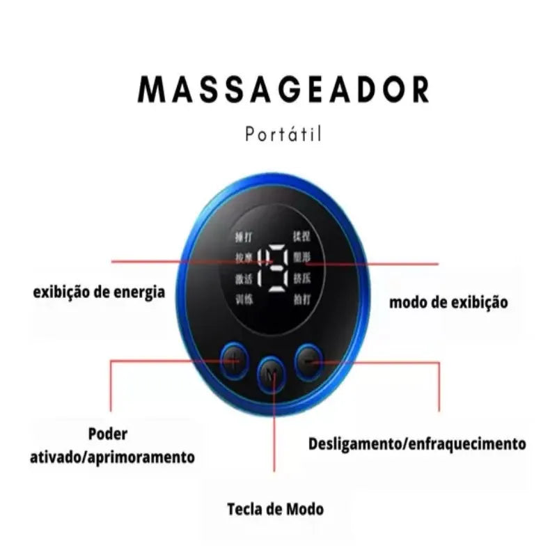 Massageador Portátil EMS com tecnologia TENS, alívio de dor muscular, para todo corpo – FRETE GRÁTIS