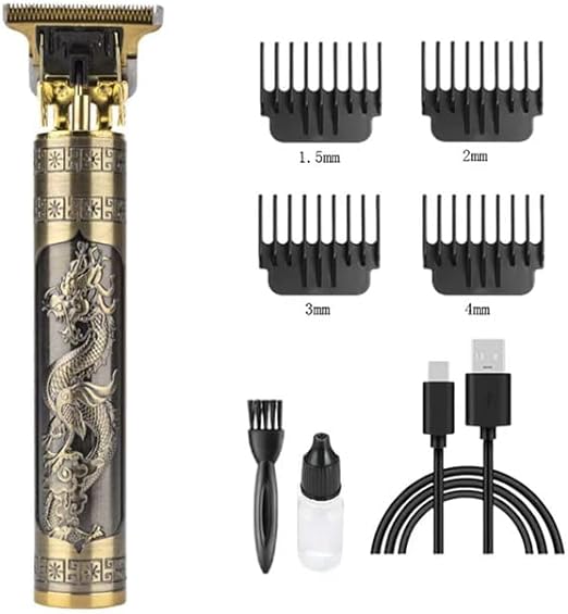 Máquina de Cortar Cabelo Profissional e Barbeador Dragão Elétrica com Bateria Recarregável