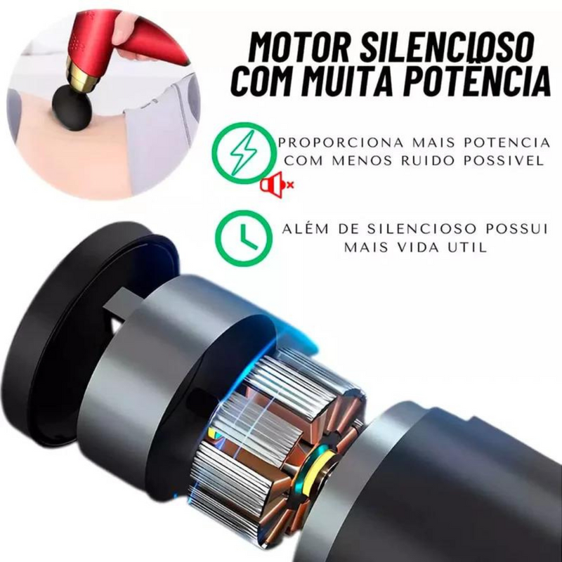 Pistola Massageadora - Massageador Elétrico Profissional Portátil Recarregável